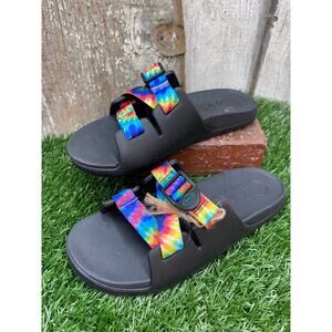 Chaco Chillos Slides Rainbow Tie Dye Youth 5 Slides